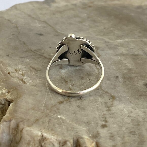 VTG Sterling Silver 925 NAKAI Navajo Dainty Round Black Onyx Ring Sz 5.5 - Picture 7 of 16